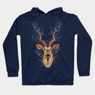 Watercolor Kudu and Magnolia Hoodie